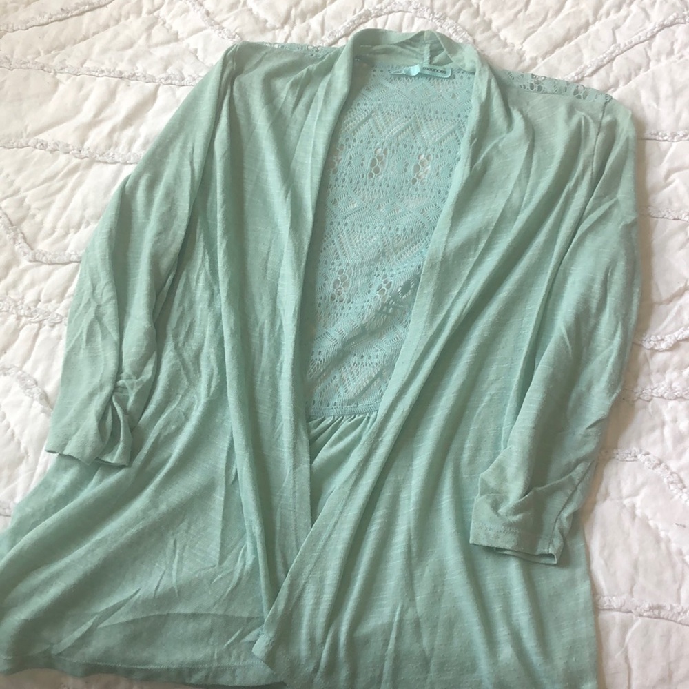 Sea foam Lace Backed Cardigan